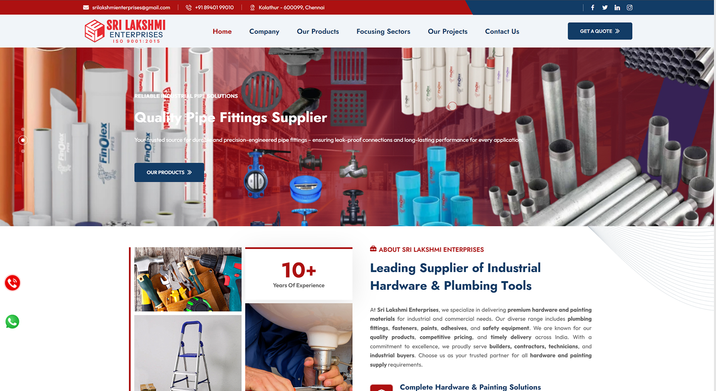 Sri Lakshmi Enterprises Chennai website screenshot